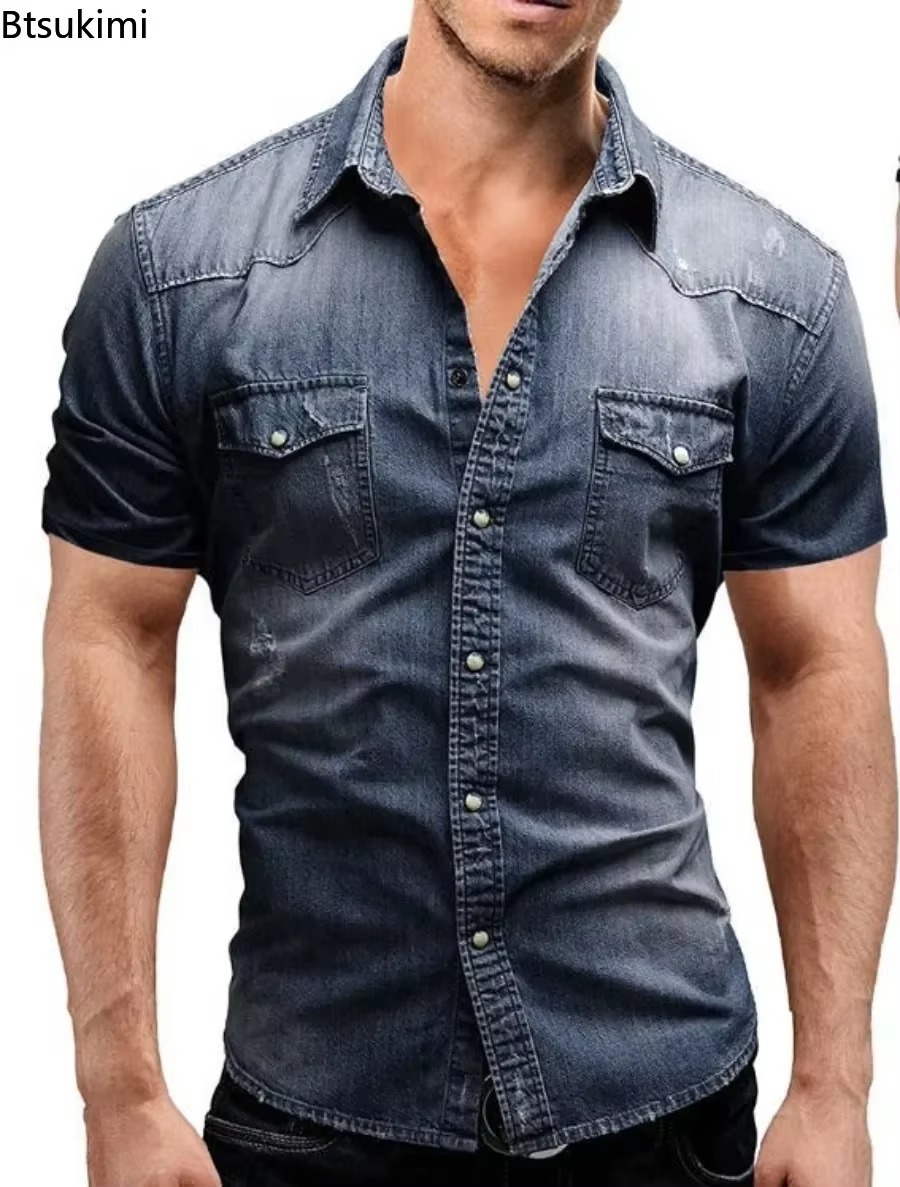 New 2026 Men's Elastic Slim De - Jeans Shirt Fashion For Men avis et prix