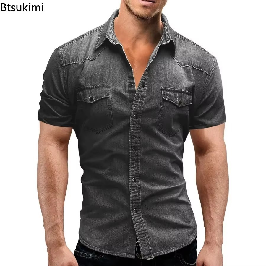 New 2026 Men's Elastic Slim De - Jeans Shirt Fashion For Men avis et prix