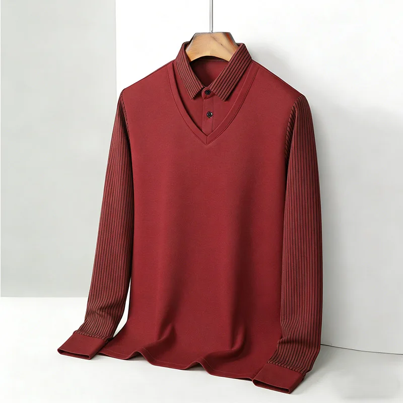 Men's Fake Two Piece Shirt Col - Men'S Fashion Course avis et prix