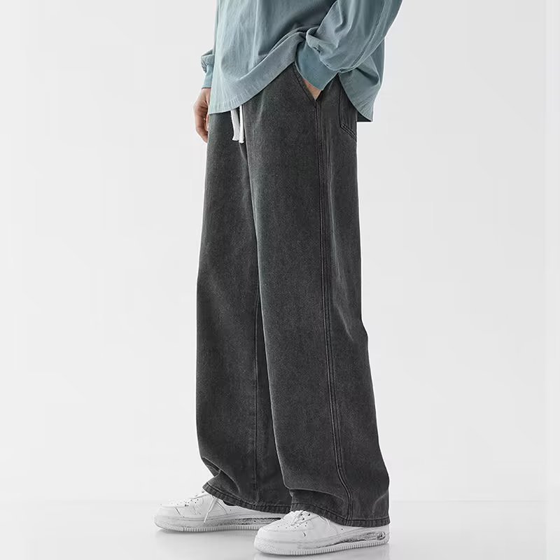 Korean Fashion Men's Baggy Jea - Men'S Fashion Grey Jeans avis et prix