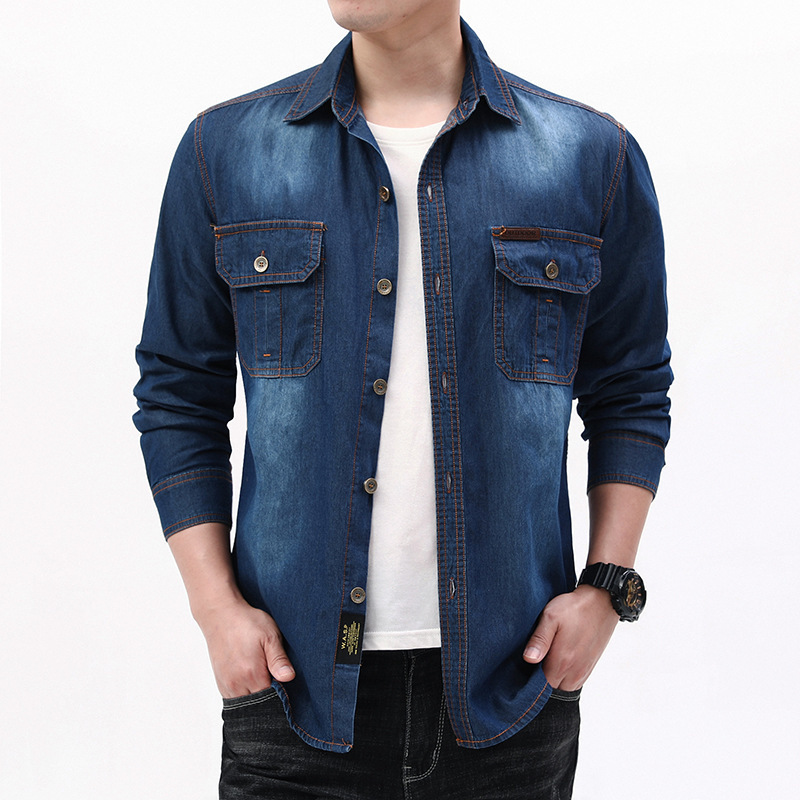 New Fashion Men Light Blue Lon - Jeans Shirt Fashion For Men avis et prix