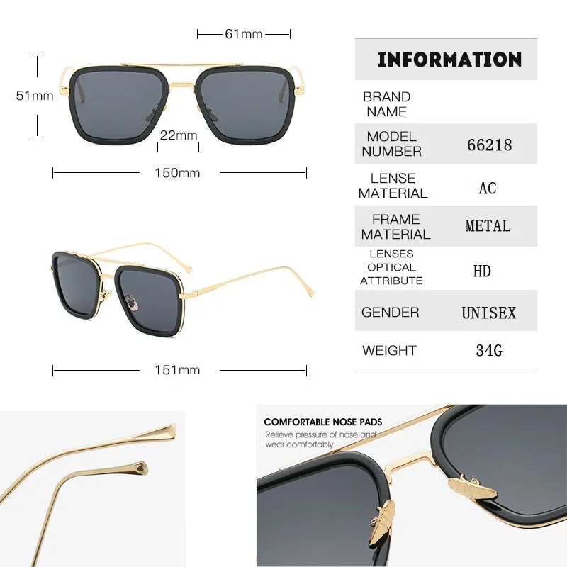 Steam Punk Tony Stark Sunglass - Men'S Fashion Glasses avis et prix